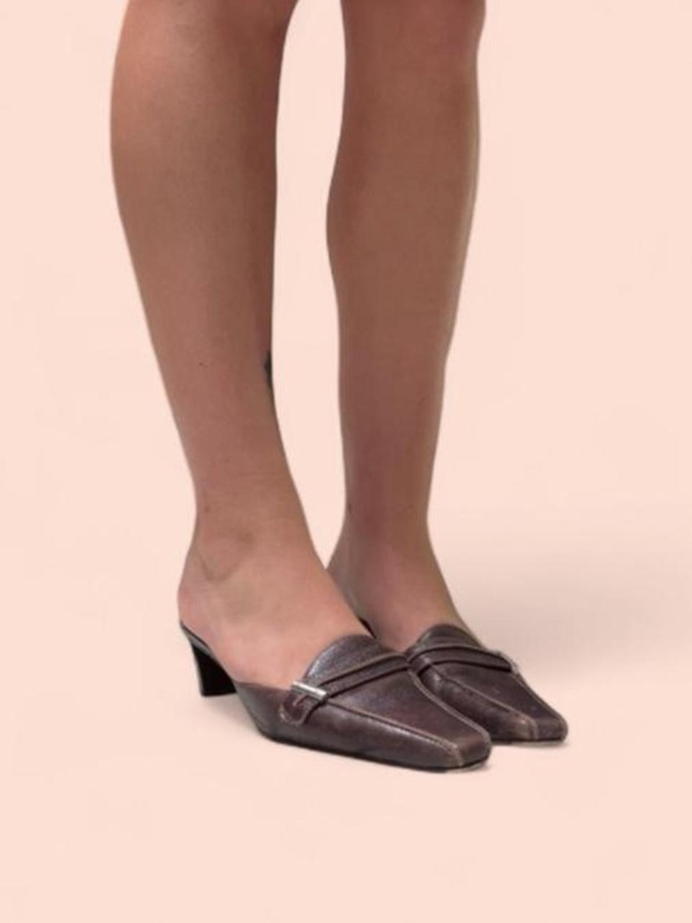 Classic Brown Leather Low-Heel Mules